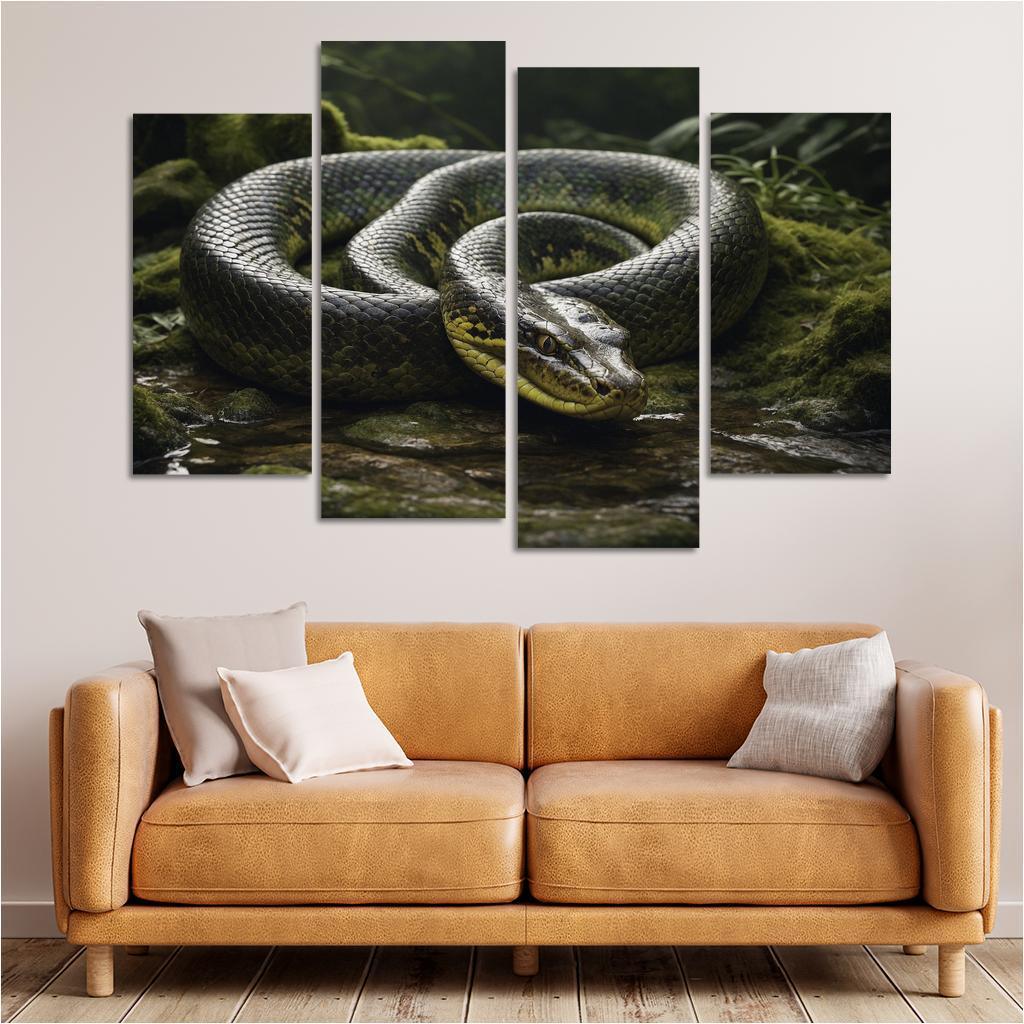 The Mysterious Green Anaconda Giant Of The Swamps Canvas Paintings Frame
