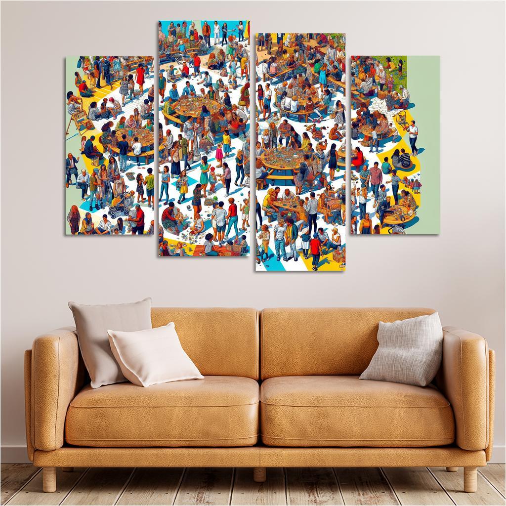 Shared Spaces Celebrating Community And Togetherness Multi-panel Paintings