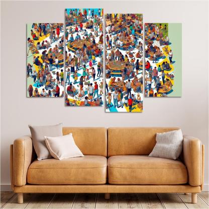 Shared Spaces Celebrating Community And Togetherness Multi-panel Paintings