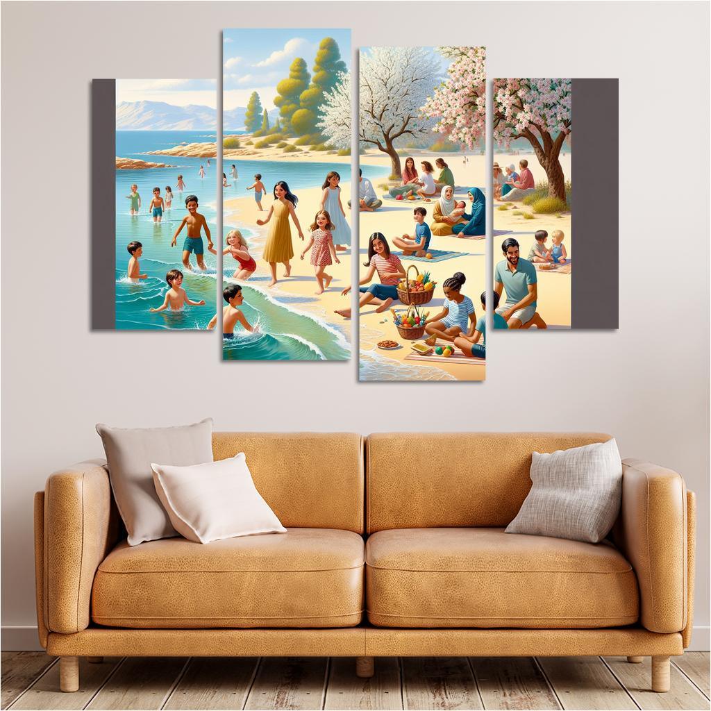 Almond Blossom Beach A Scenic Family Retreat Premium Artwork Frames