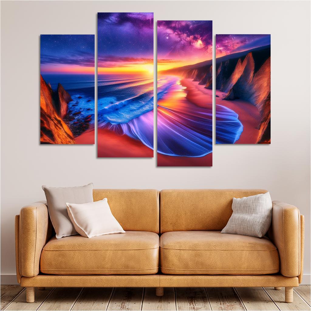 Sunset Palisade Beach Modern Paintings Frame
