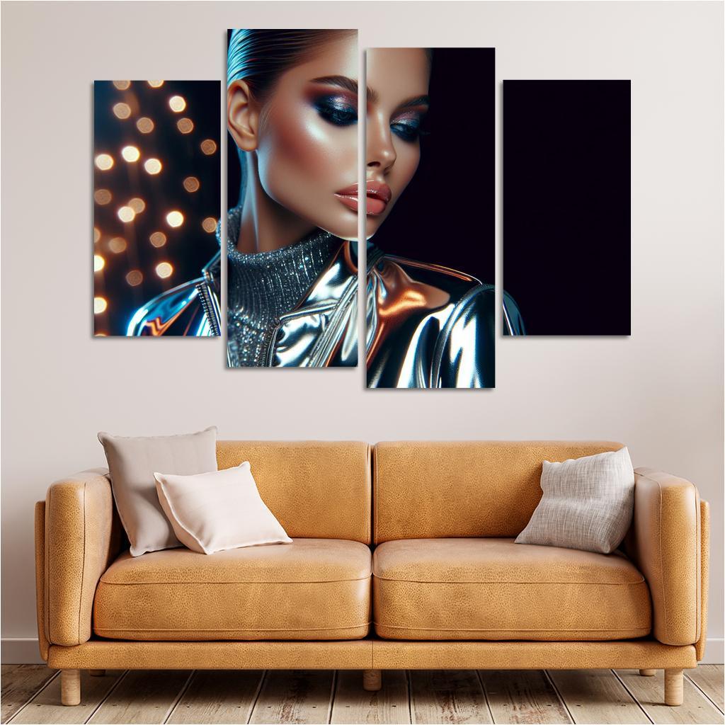 Reflective Surfaces Metallic And Glossy Textures Multi-panel Paintings