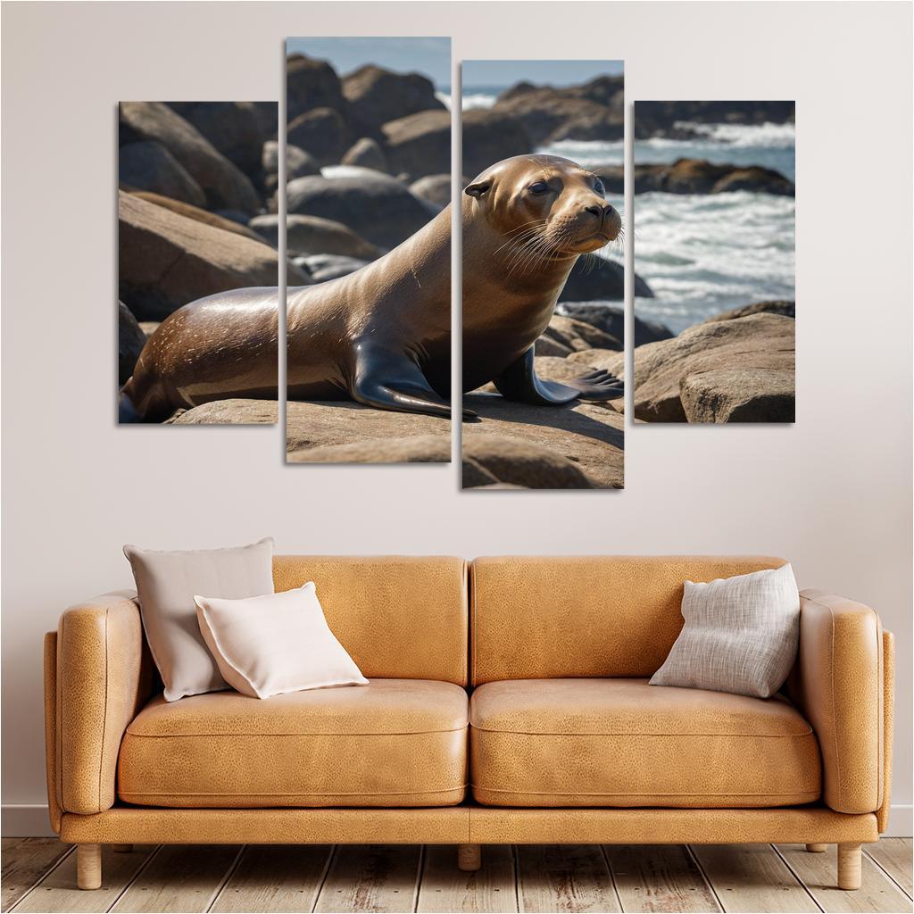 The Playful Sea Lion Acrobats Of The Ocean Canvas Paintings Frame