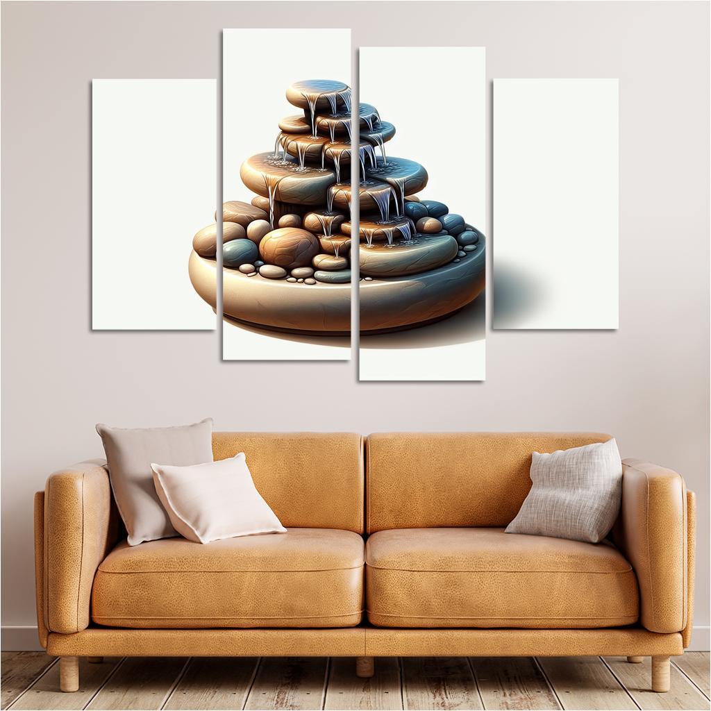 Cascading Waterfall Table Fountain 4 Piece HD Canvas Wall Art-Original Frame