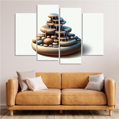 Cascading Waterfall Table Fountain 4 Piece HD Canvas Wall Art-Original Frame