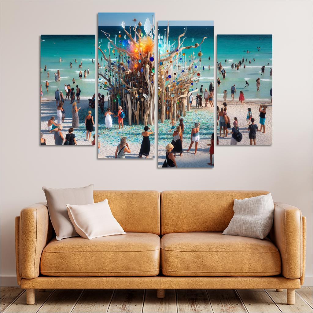 Whimsical Waves Artistic Coastal Experience Canvas Paintings Frame