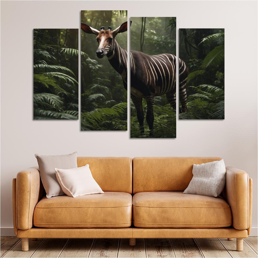 The Spectacular Okapi Forest Giraffe Canvas Paintings Frame