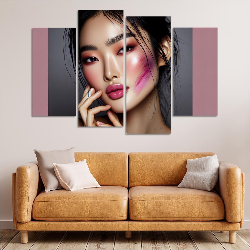 Monochrome Makeup Cohesive Looks 4 Piece HD Canvas Wall Art-Original Frame