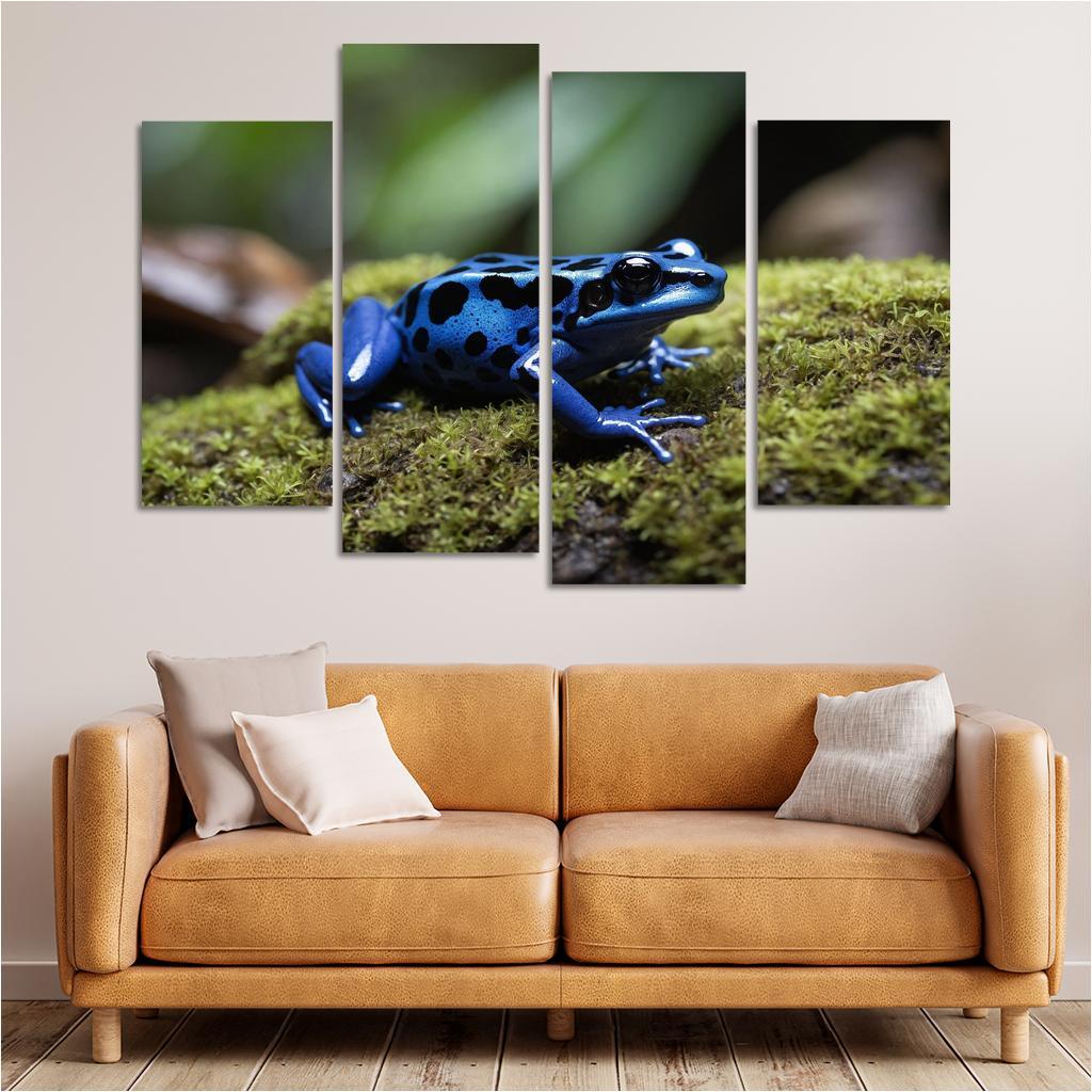 The Rare Blue Poison Dart Frog In A Tropical Rainforest Framed Paintings