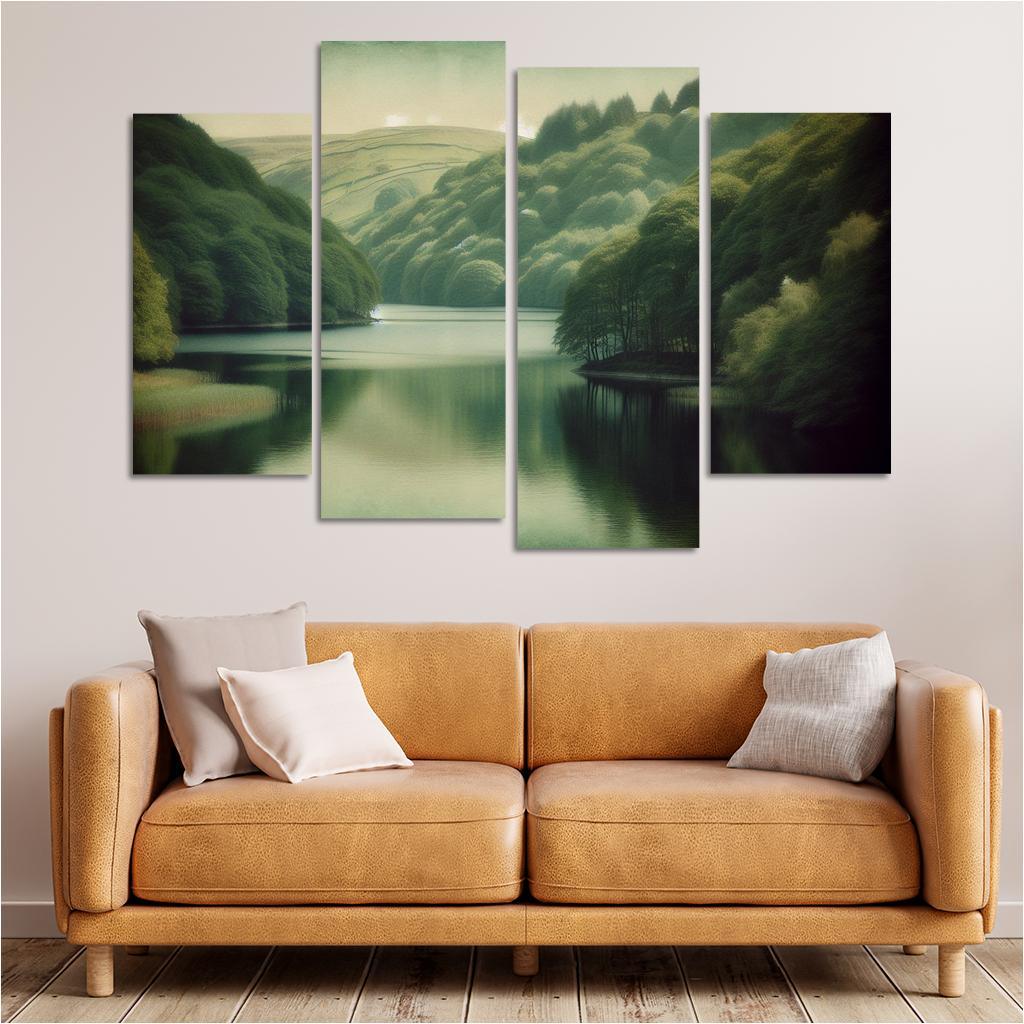 The Serene Vista Of Calm Lake Custom Paintings Frame