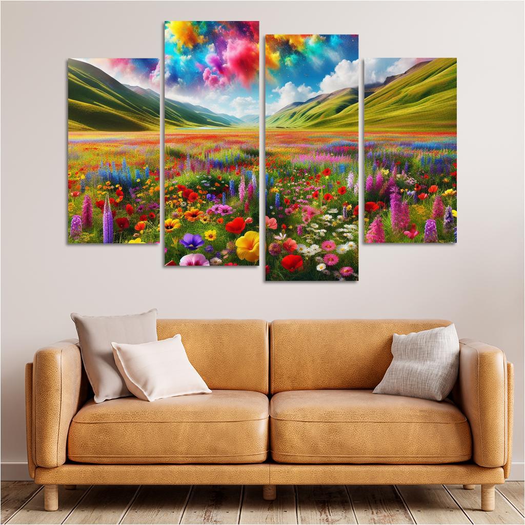 The Vibrant Blooms Of Rainbow Meadow Custom Paintings Frame