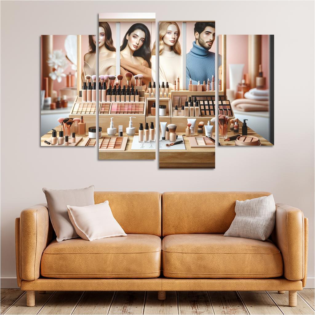 Interactive Beauty Customizable Products 4 Piece HD Canvas Wall Art-Original Frame
