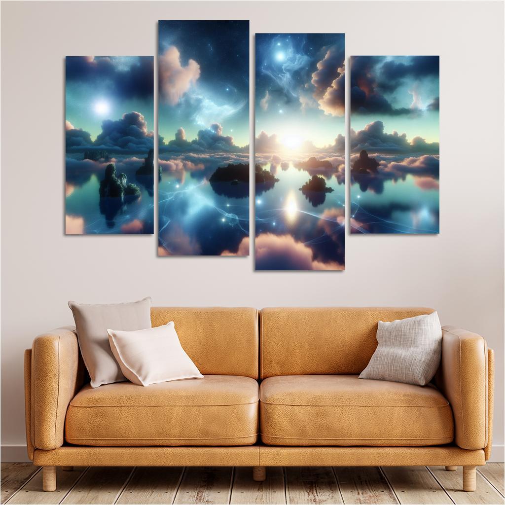 The Dreamweaver's Sanctuary 4 Piece HD Canvas Wall Art-Original Frame