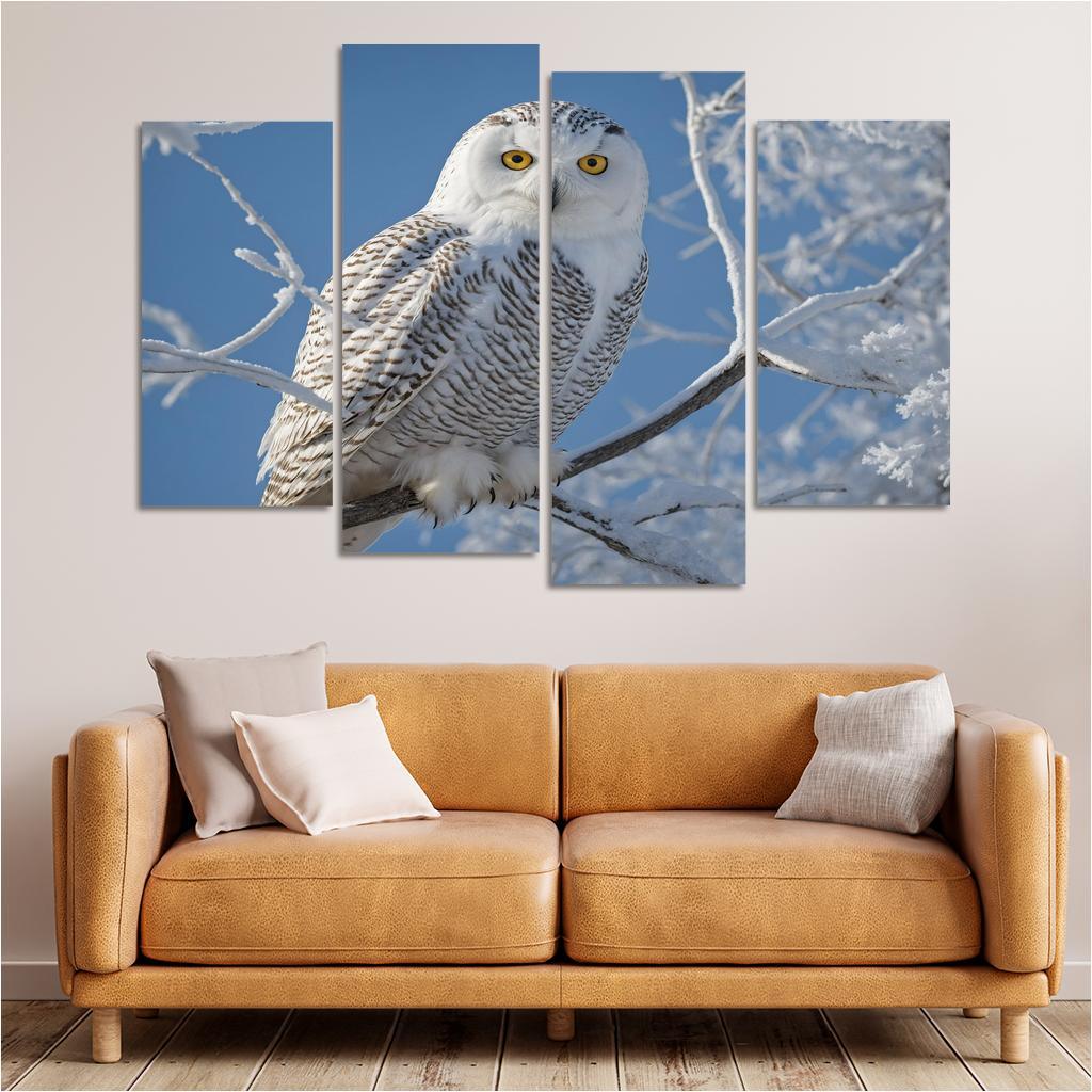 The Enchanting Snowy Owl In The Arctic Canvas Paintings Frame