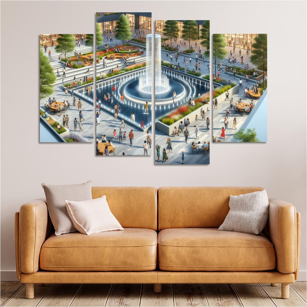 Dynamic Urban Water Features Custom Paintings Frame