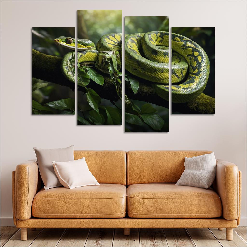 The Stunning Green Tree Python A Gem Of The Rainforest Canvas Paintings Frame