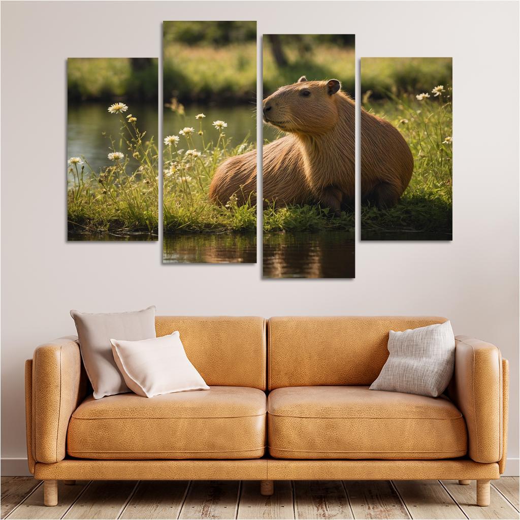 The Curious Capybara The Gentle Giant Of The Rodent Family Modern Paintings Frame