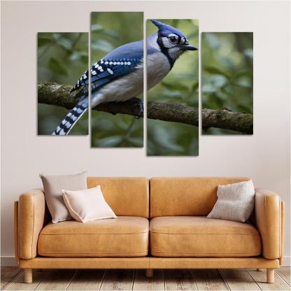 The Elegant Blue Jay In The Forest Framed Paintings