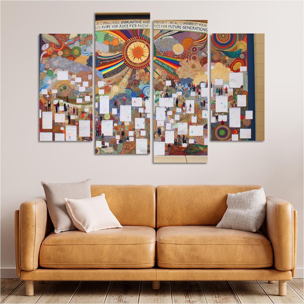 Intergenerational Wisdom Connecting the Young and the Old 4 Piece HD Canvas Wall Art-Original Frame