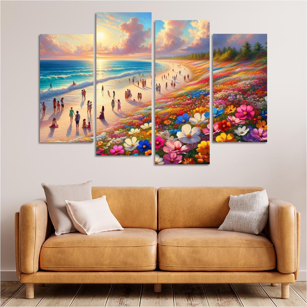 Wildflower Beach Natural Flora Haven Oil Paintings Frame