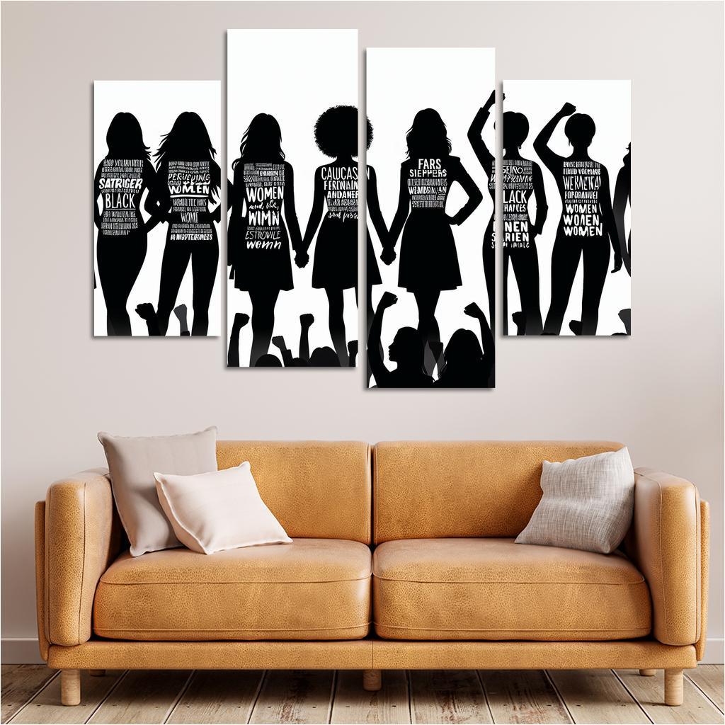 Voices of Change Empowering Women through Art 4 Piece HD Canvas Wall Art-Original Frame