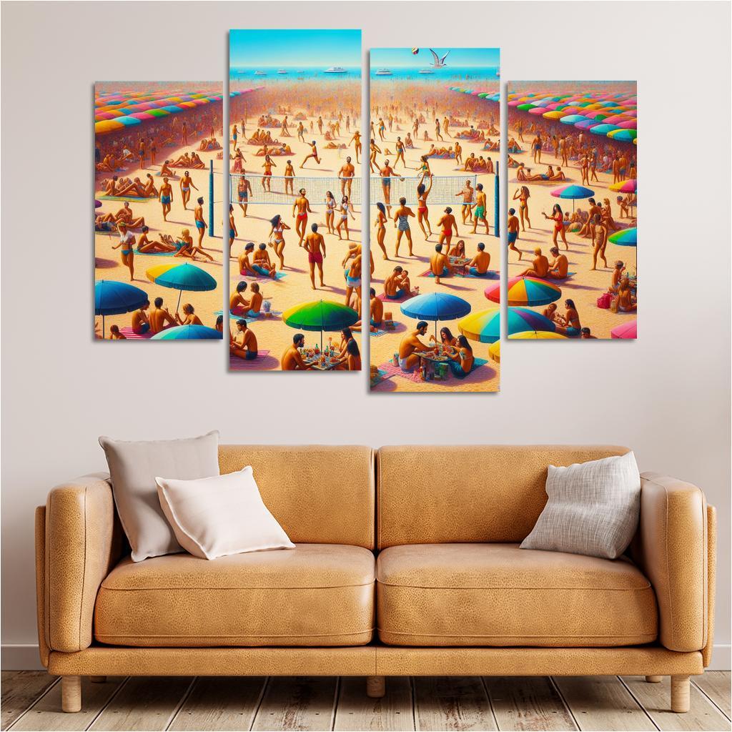 Sunny Retreat Vibrant Beach Life Abstract Paintings Frame