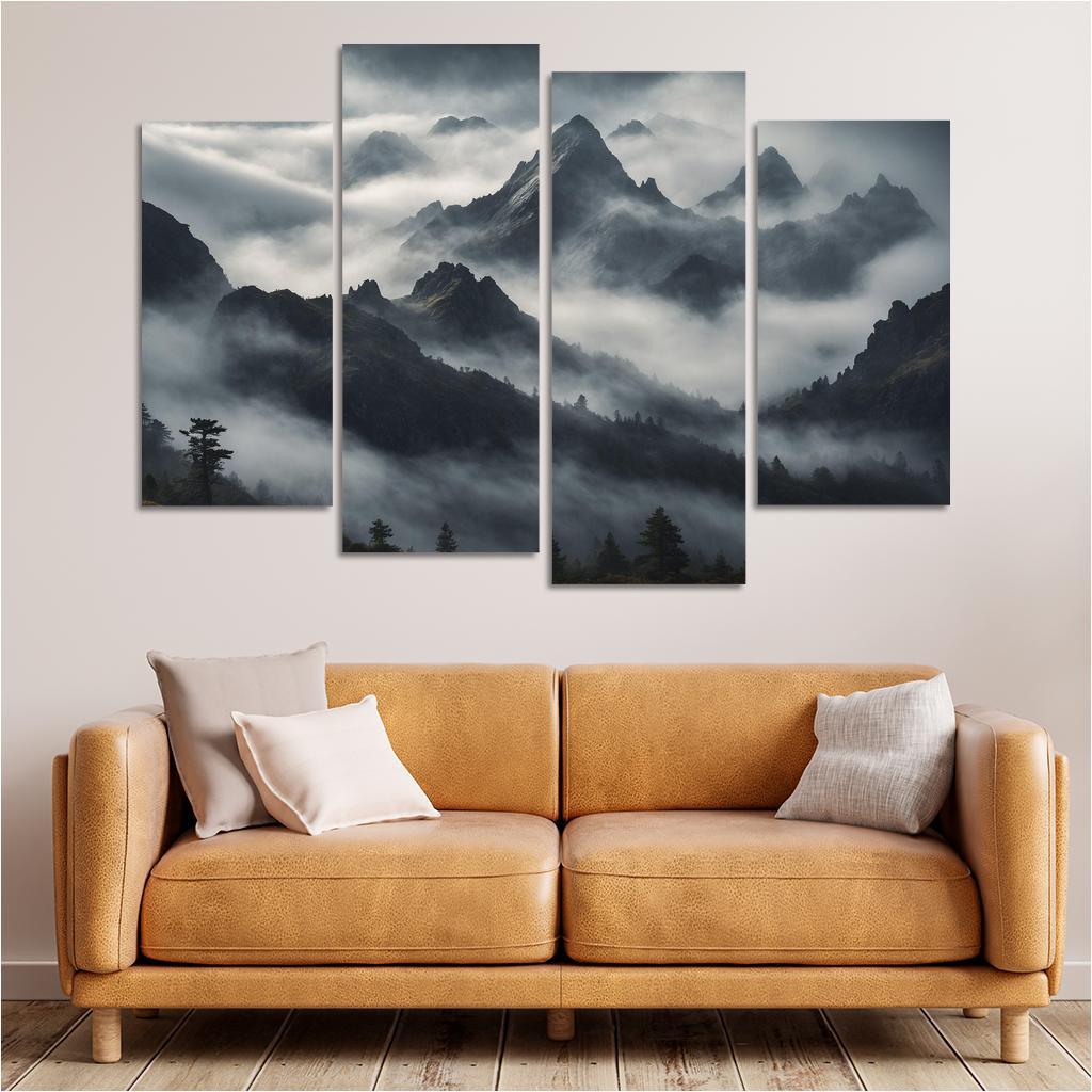 The Majestic Peaks Of Misty Mountain Range Art Trends