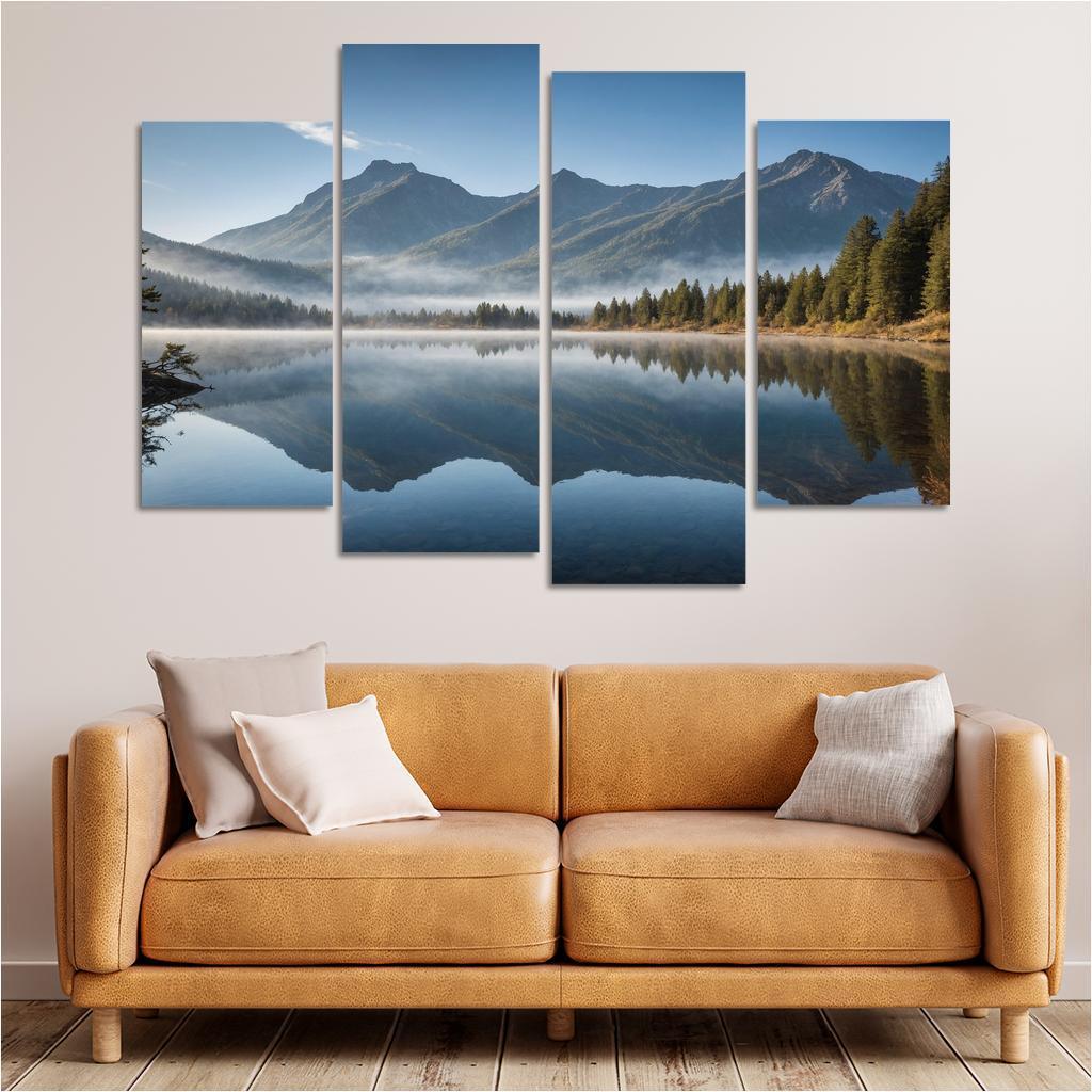 The Celestial Splendor Of Mountain Reflections Oil Paintings Frame