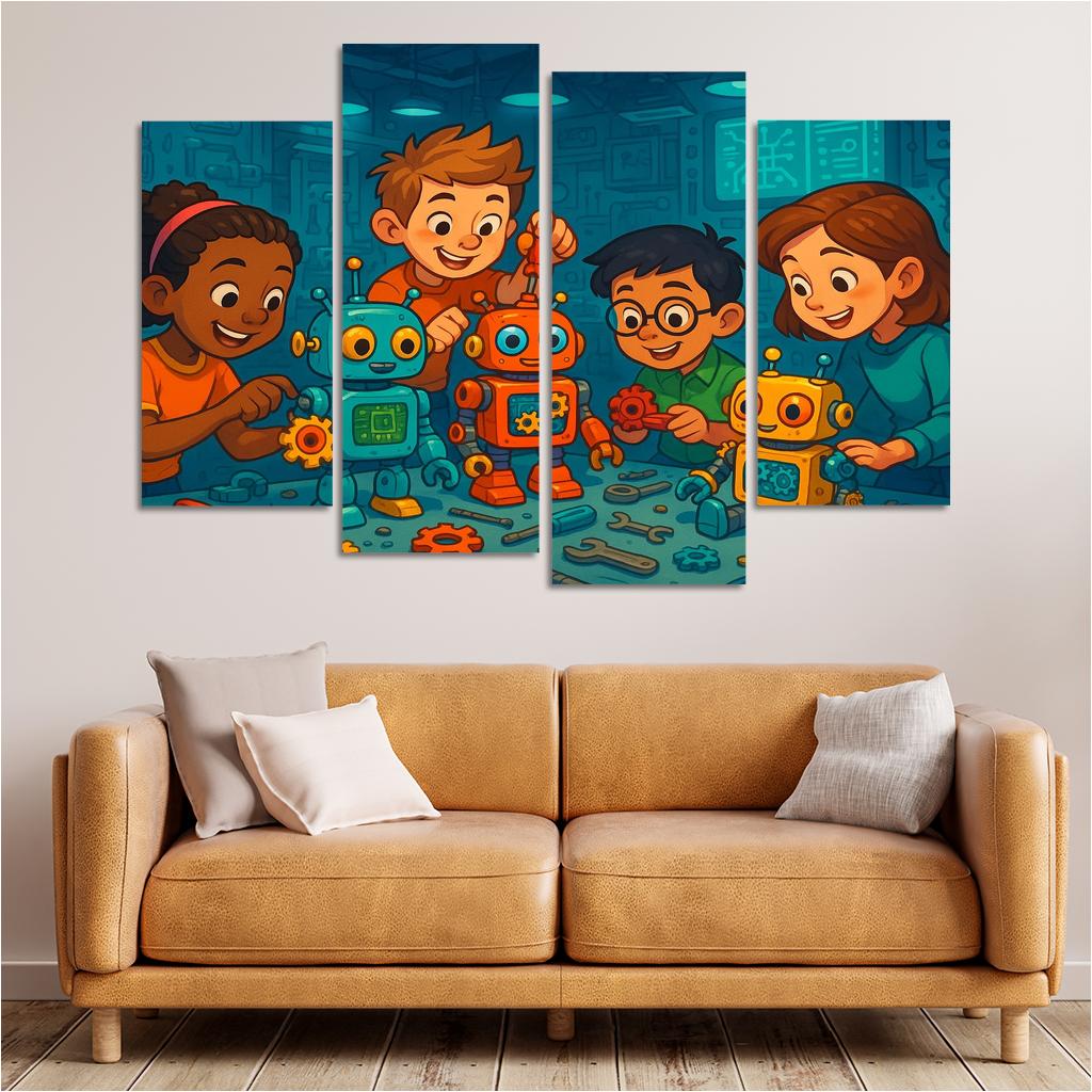 Robot Builders - Stem Creativity Panel Framed Paintings