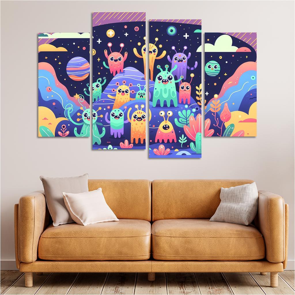 Adventure in Space 4 Piece HD Canvas Wall Art-Original Frame