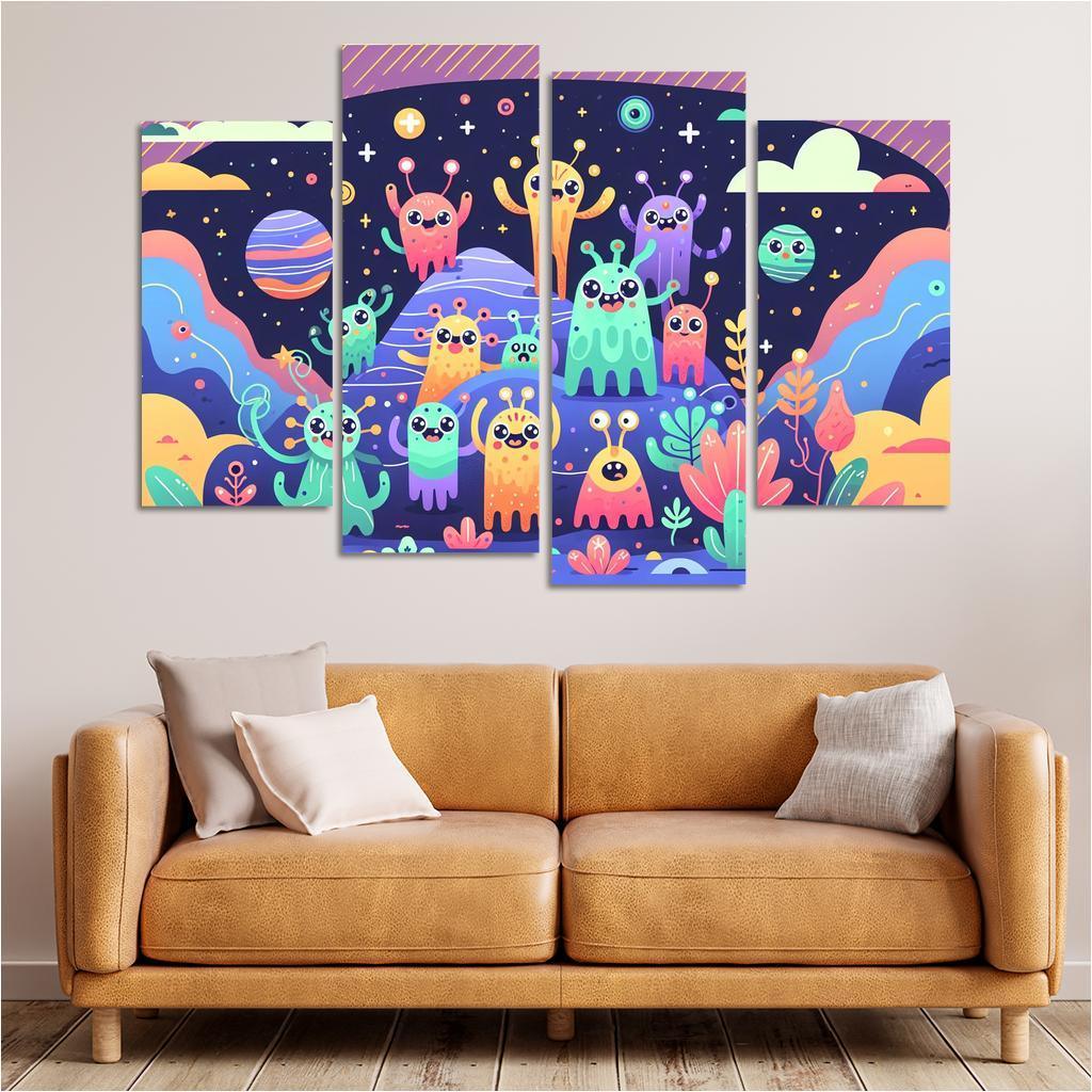 Adventure in Space 4 Piece HD Canvas Wall Art-Original Frame