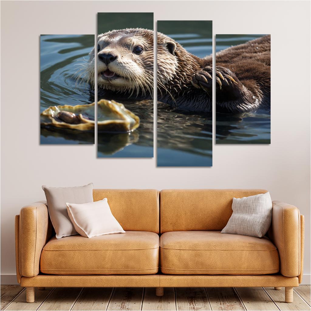 The Playful Sea Otter Nature's Aquatic Acrobat Modern Paintings Frame