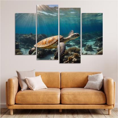 The Enigmatic Green Sea Turtle Ancient Traveler Of The Oceans Modern Paintings Frame