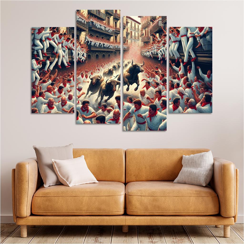 San Fermin Festival - Pamplona Spain Canvas Paintings Frame
