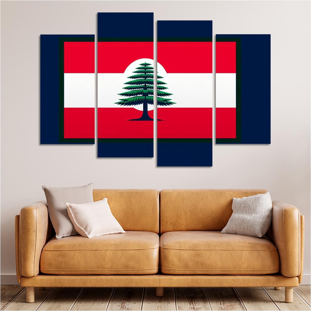 Emblem of Resilience The Flag of Lebanon 4 Piece HD Canvas Wall Art-Original Frame