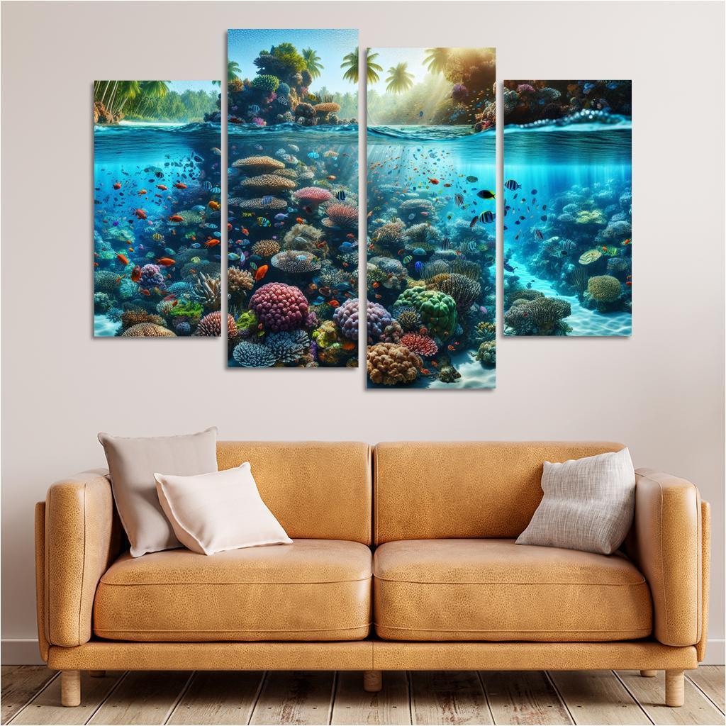 Coral Reef Escape An Underwater Wonderland Canvas Paintings Frame