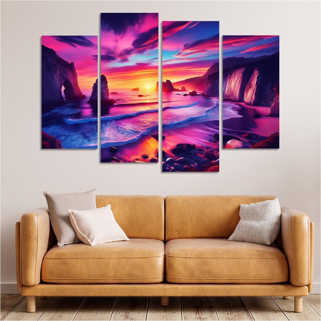 Crescent Bay Sunset Retreat Abstract Paintings Frame