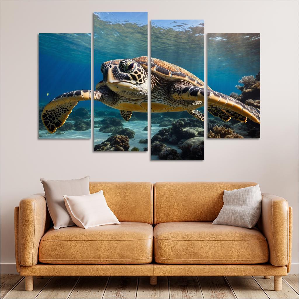 The Graceful Sea Turtle Ancient Traveler Of The Oceans Modern Paintings Frame