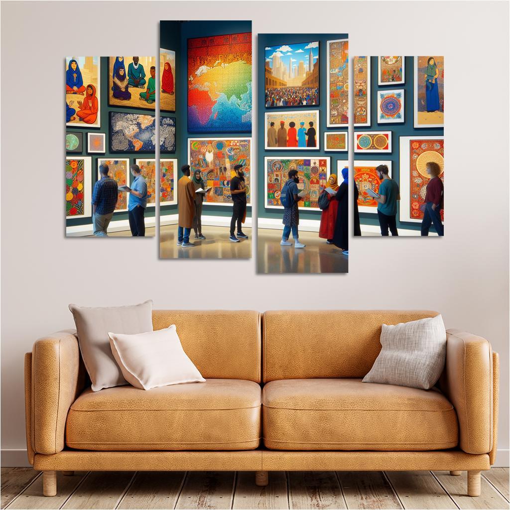Bridging Cultures Artistic Exploration Of Global Heritage Multi-panel Paintings