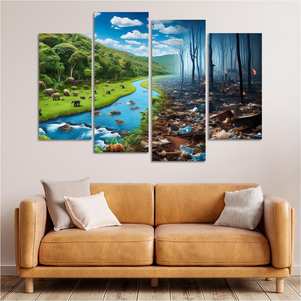 Nature's Cry Environmental Sustainability And Action Multi-panel Paintings
