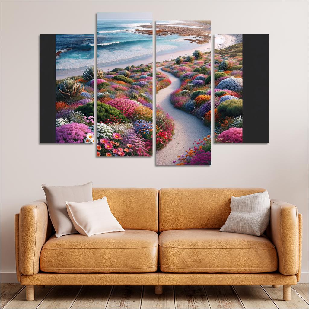 Winding Shoreline Scenic Pathway Abstract Paintings Frame
