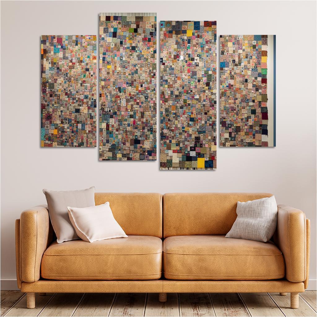 Human Threads The Fabric of Interconnectedness 4 Piece HD Canvas Wall Art-Original Frame