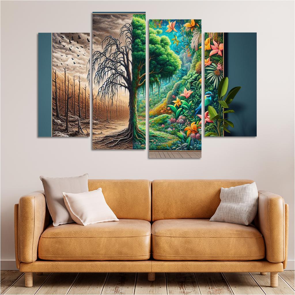 The Last Breath A Call for Climate Justice 4 Piece HD Canvas Wall Art-Original Frame