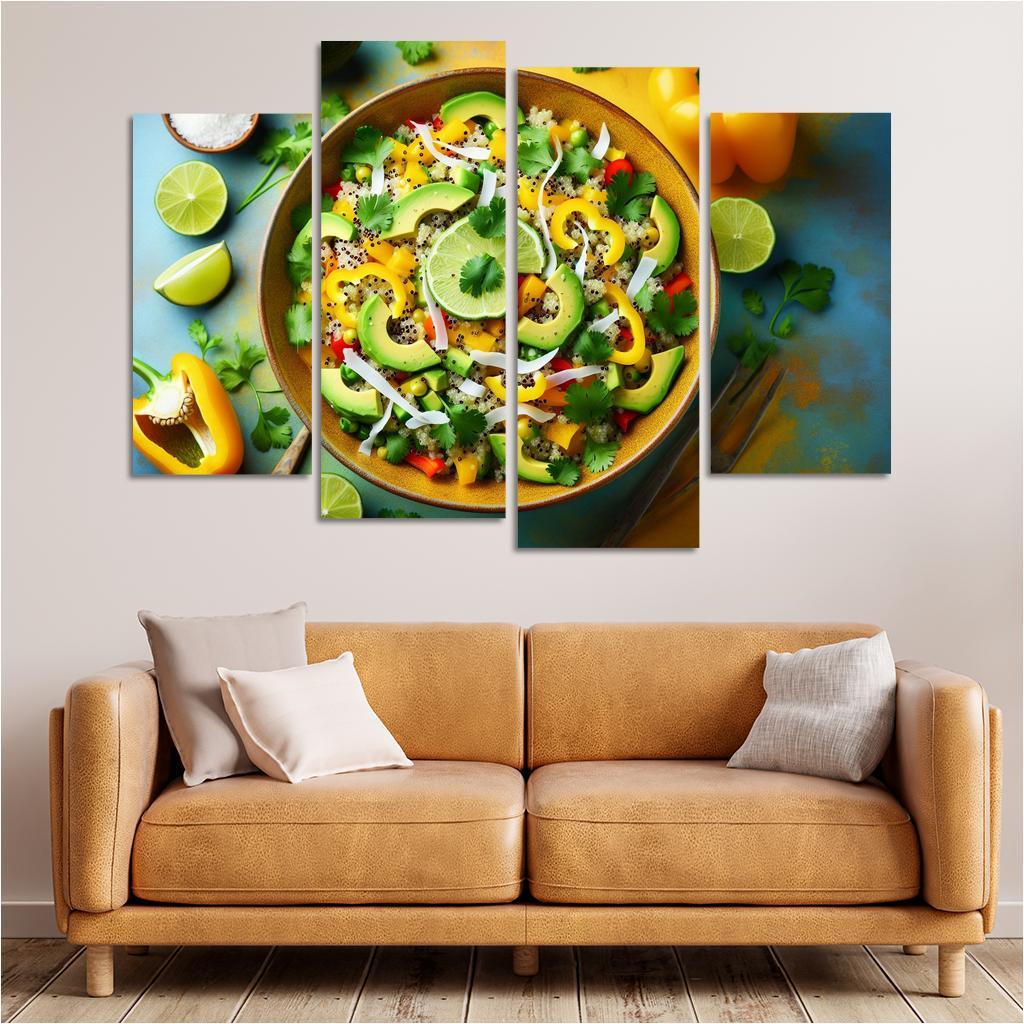 Coconut Lime Quinoa Salad 4 Piece HD Canvas Wall Art-Original Frame