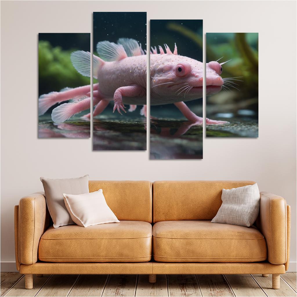 The Mystical Axolotl In A Freshwater Habitat Framed Paintings