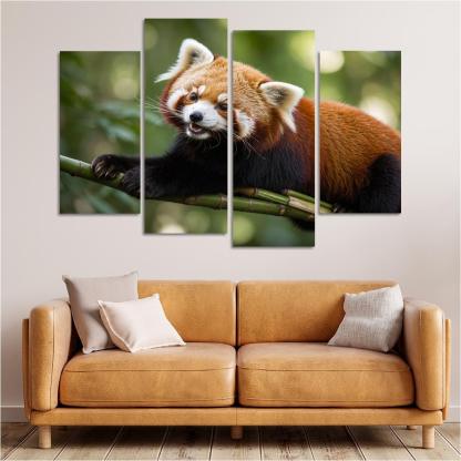 The Enigmatic Red Panda In The Bamboo Forest Framed Paintings