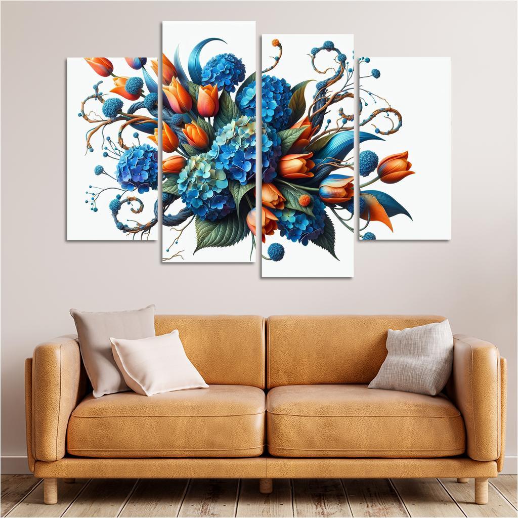 Sculpted Nature An Artistic Floral Installation 4 Piece HD Canvas Wall Art-Original Frame