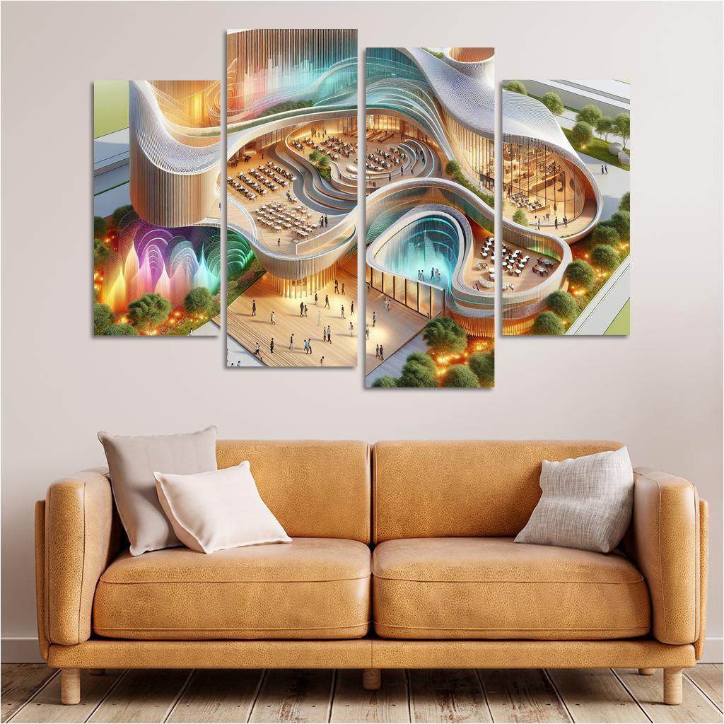 Harmonic Sound Structures 4 Piece HD Canvas Wall Art-Original Frame