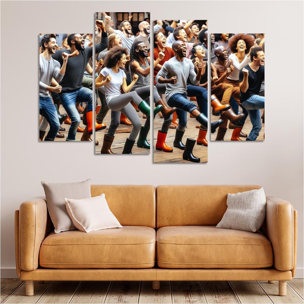 Gumboot Dance The Rhythmic Voice Of South Africa Modern Paintings Frame