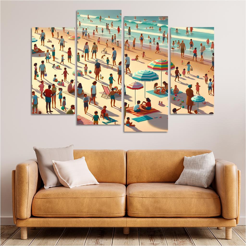 Ocean Breeze Beach A Family Escape Canvas Paintings Frame